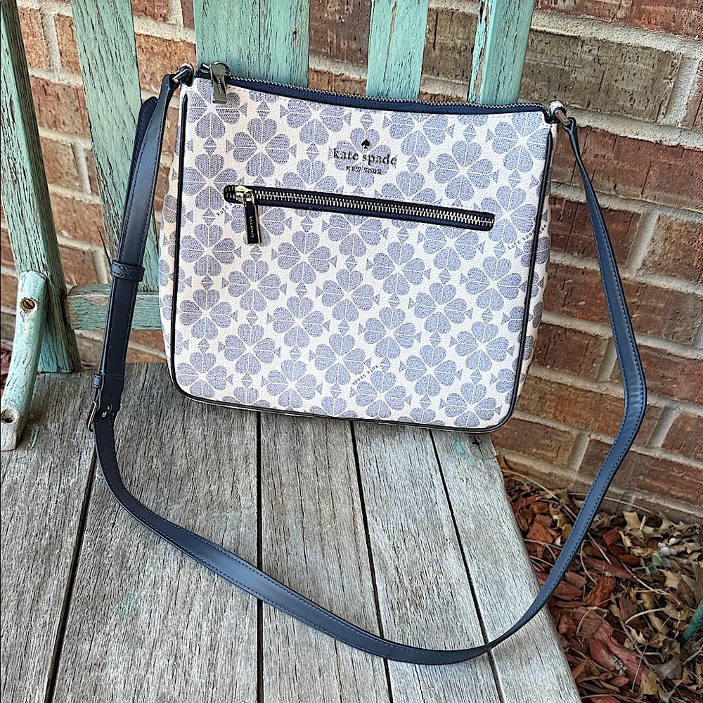 Kate Spade Blue and White Floral Crossbody Bag